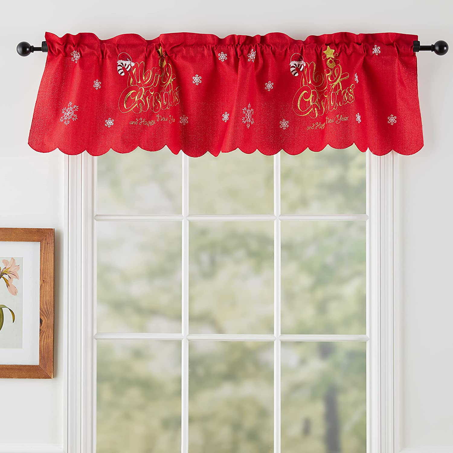 Valance Ready to Ship! Gathered Straight-Hem offers Rod Pocket Window Treatment in Waverly Folk Damask Fabric Color Terracotta Arts and Crafts